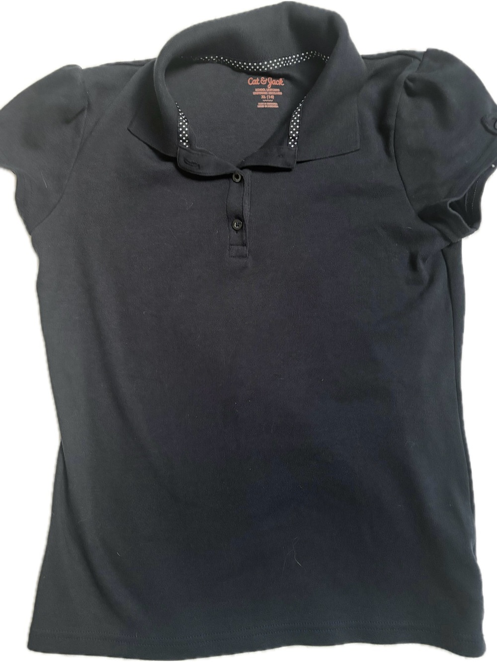 Cat & Jack Girls Navy Polo Top with Puff Sleeves